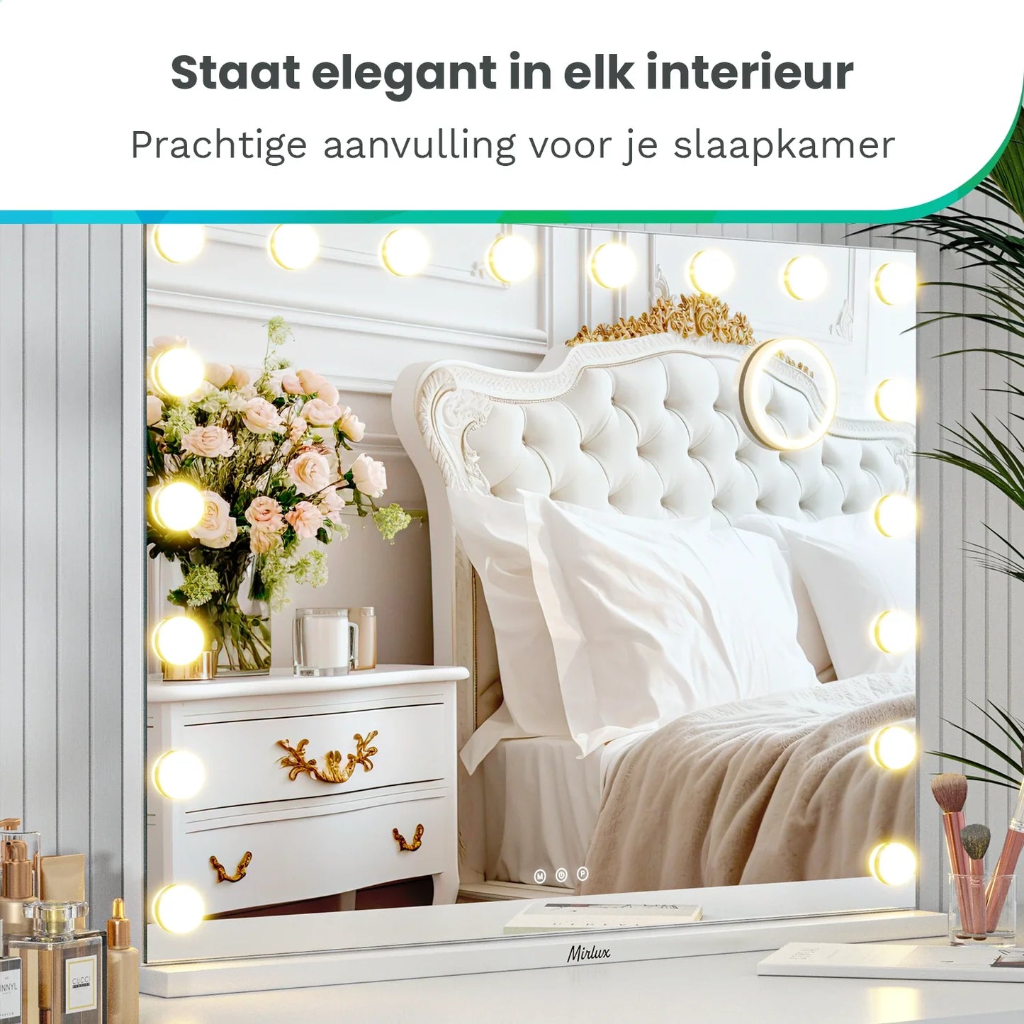 Hollywood Spiegel - 80x60cm - Wit