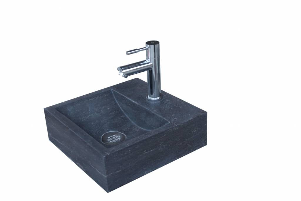 Combi pakket Natuursteen fontein Square met kraan, rooster en sifon - WDtegels