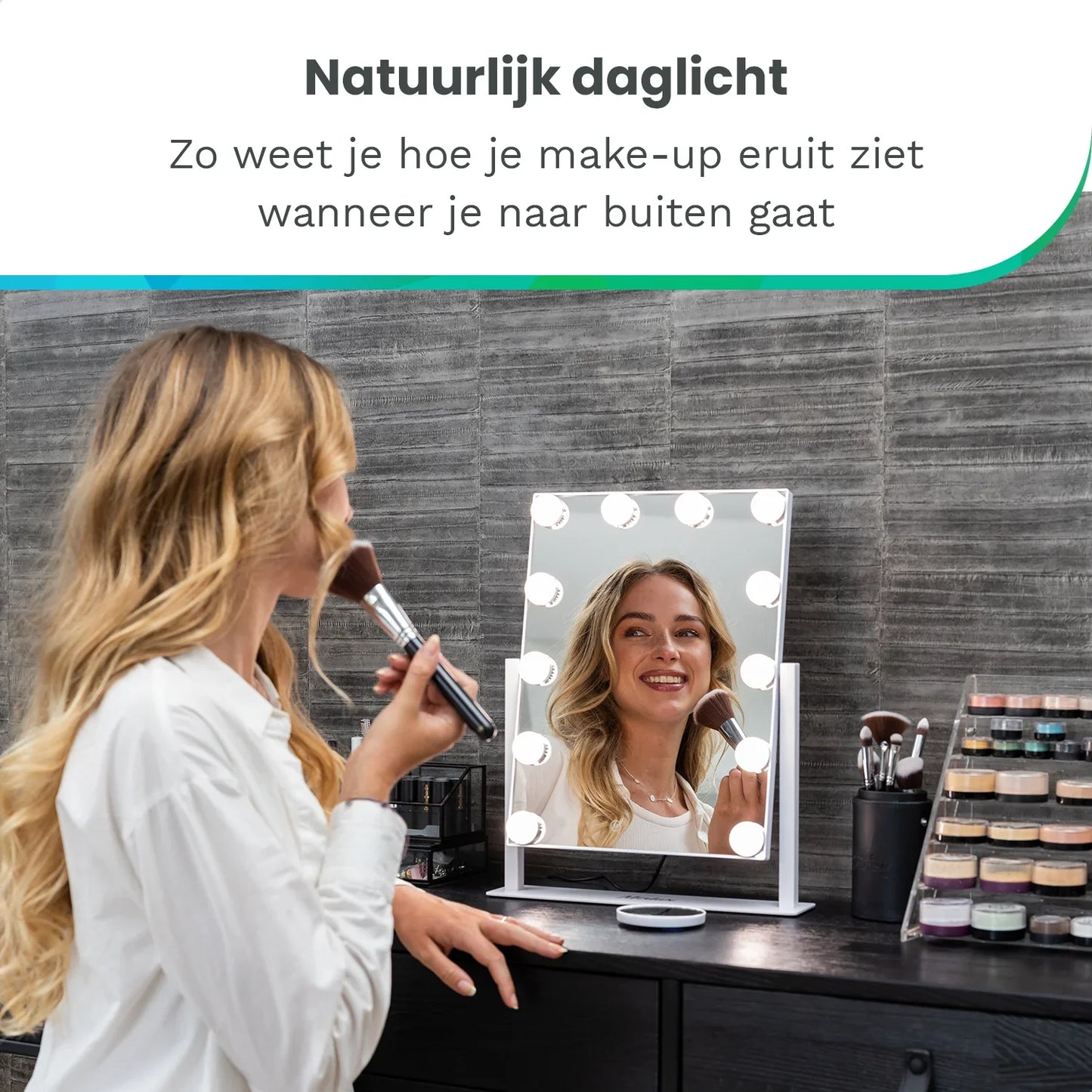 Hollywood Spiegel - 44x30cm - Wit