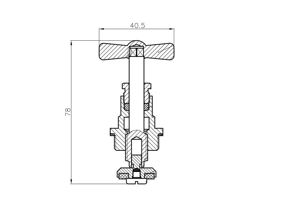 Lijntekening Bovendeel voor stopkraan 15mm compleet