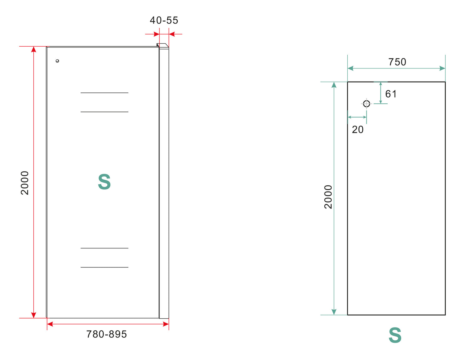 Side zijwand voor nis schuifdeur | 80x200cm | 8 mm nano helder | Glas/mat zwart - WDtegels