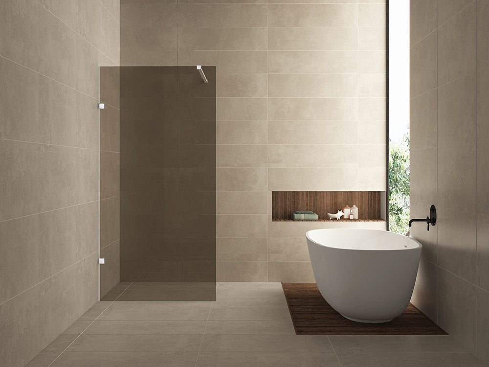 Less inloopdouche 800 x 2000 x 8 mm nano vintage brons glas/mat wit