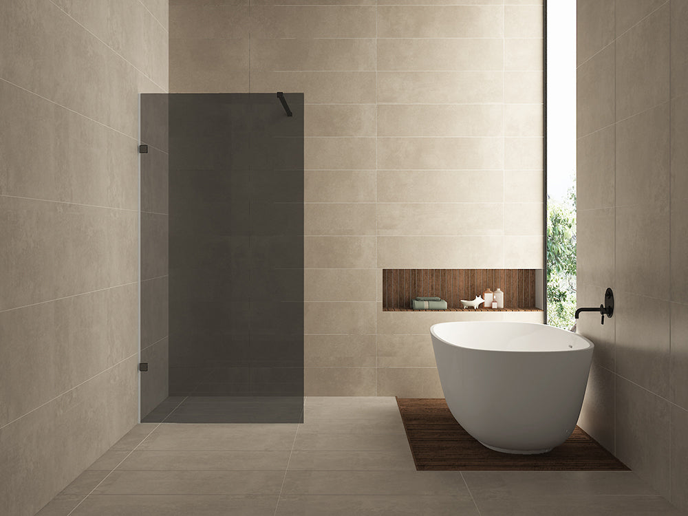 Less walk-in shower 1000 x 2000 x 8 mm nano smoked glass glass/matt black