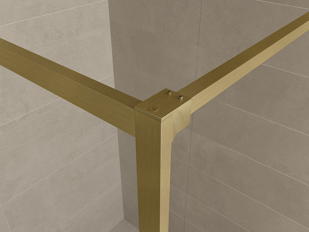 Square inloopdouche 1200 x 2000 x 8 mm nano helder glas/geborsteld messing - WDtegels