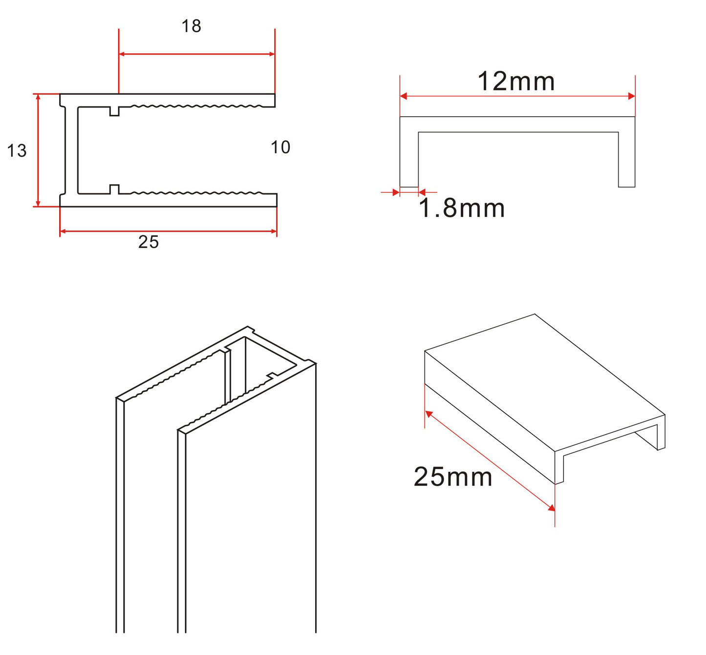 Wiesbaden Slim profielset+stabilisatiestang 120cm RVS - WDtegels