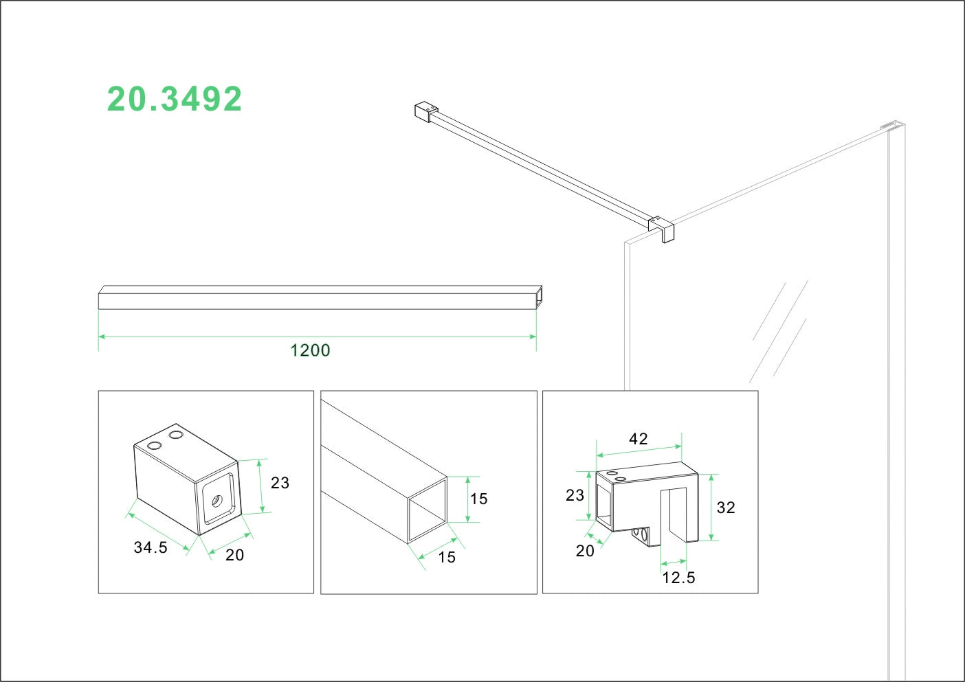 Wiesbaden Slim stabilisatiestang 120cm geborsteld staal - WDtegels