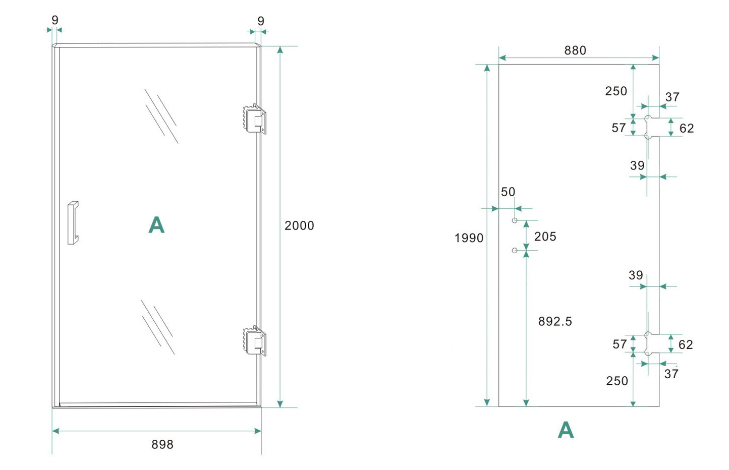 Less glas voor nisdeur rechts | 90x200x0.8cm | Nano spiegelrook- naar helder glas - WDtegels
