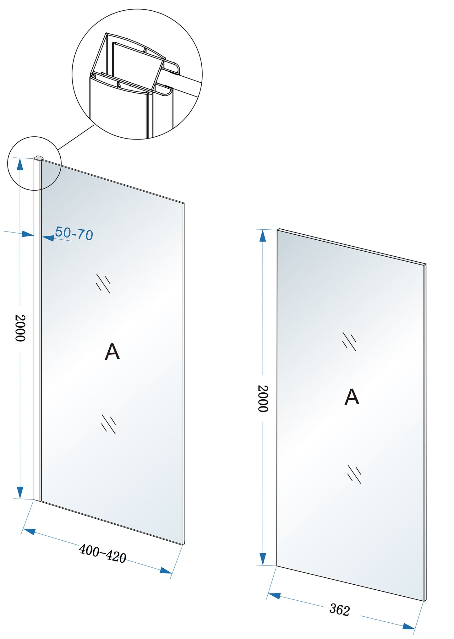 Comfort zijwand met muurprofiel 40x200cm | 10 mm nano helder | Glas/chroom - WDtegels