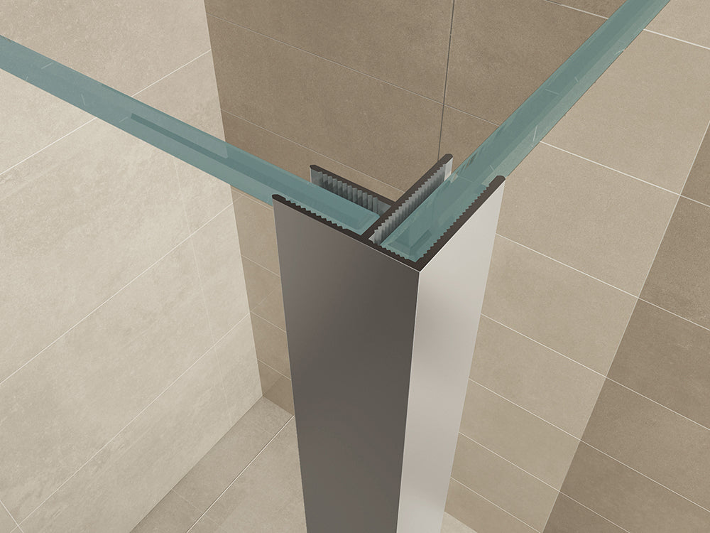 Comfort zijwand met hoekprofiel 300 x 20000 x 10 mm nano helder glas/chroom - WDtegels