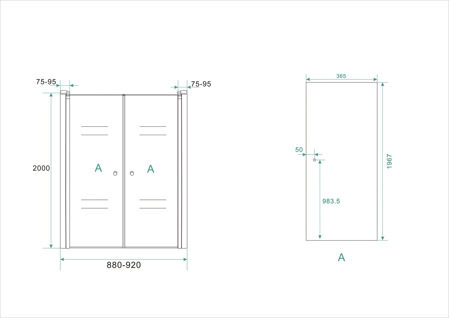 Lagos pendeldeur in nis | 90x200x0.6cm | Nano helder glas/chroom - WDtegels