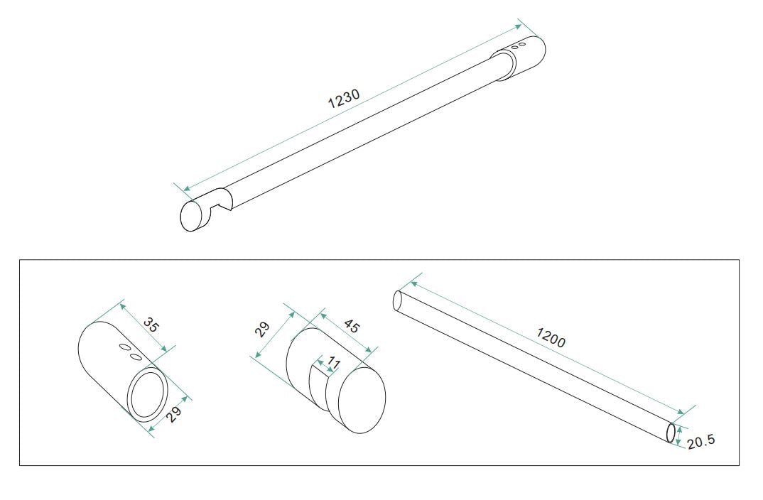 Wiesbaden chroom 3-delige stabilisatiestang 120cm