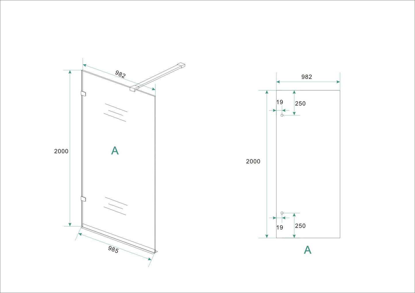 Wiesbaden profile-free walk-in shower 100x200 cm - 8mm NANO glass