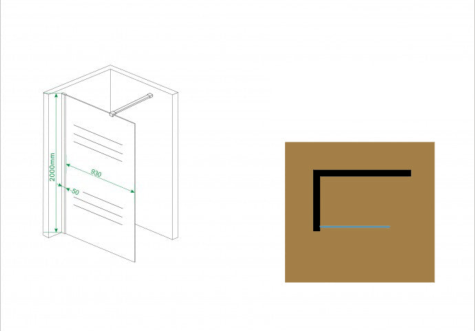 Wiesbaden Comfort walk-in shower 100x200 cm - 10mm NANO completely frosted glass