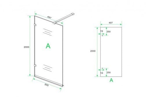 Wiesbaden profile-free walk-in shower 50x200 cm - 8mm NANO glass