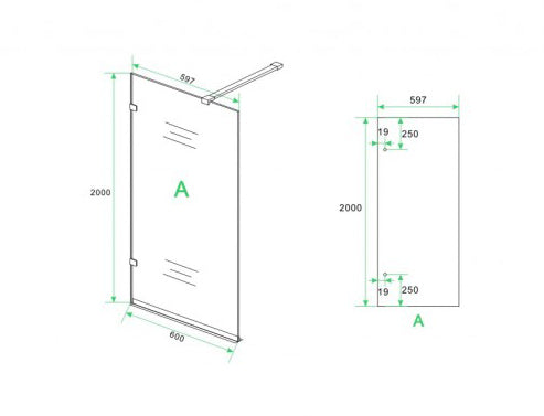 Wiesbaden profile-free walk-in shower 60x200 cm - 8mm NANO glass