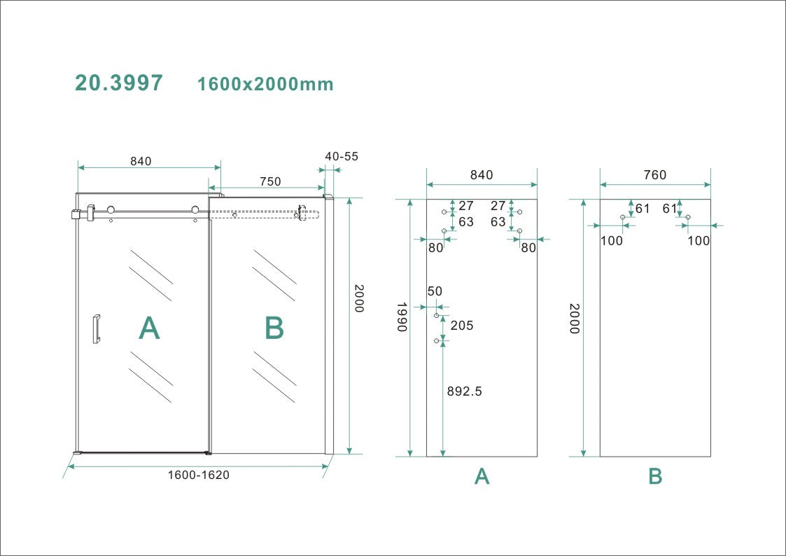 Wiesbaden schuifbare nisdeur 160x200 cm - WDtegels