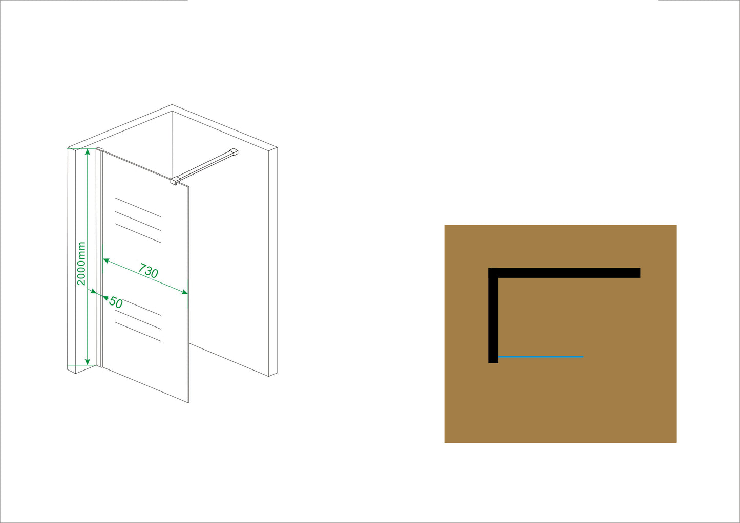 Wiesbaden Comfort walk-in shower 80x200 cm - 10mm NANO partially frosted glass