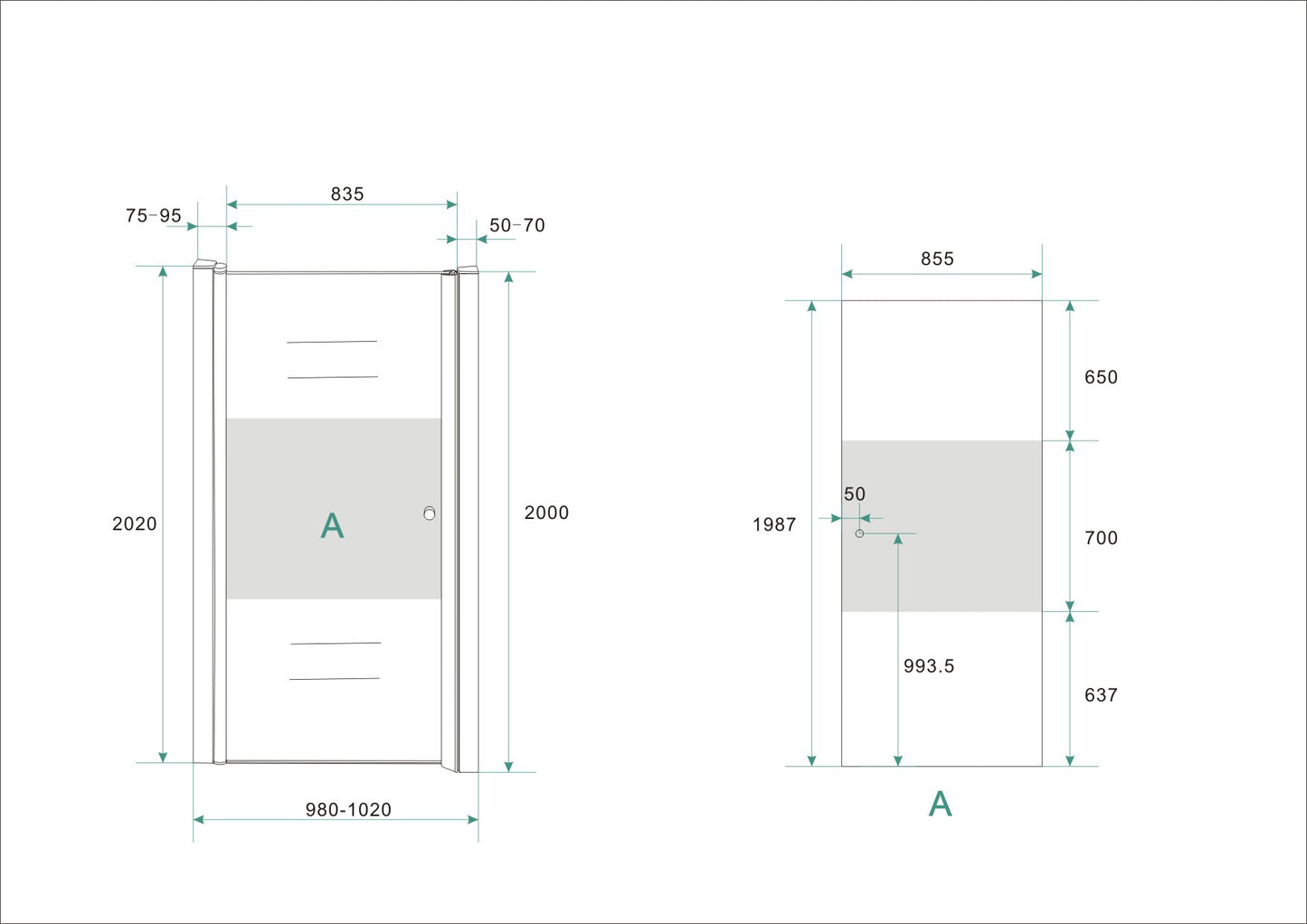 Wiesbaden nisdeur -L- met profiel 100x200 cm - WDtegels