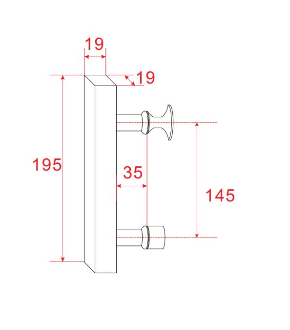 Maattekening Deurgreep type 7 14,5cm Chroom