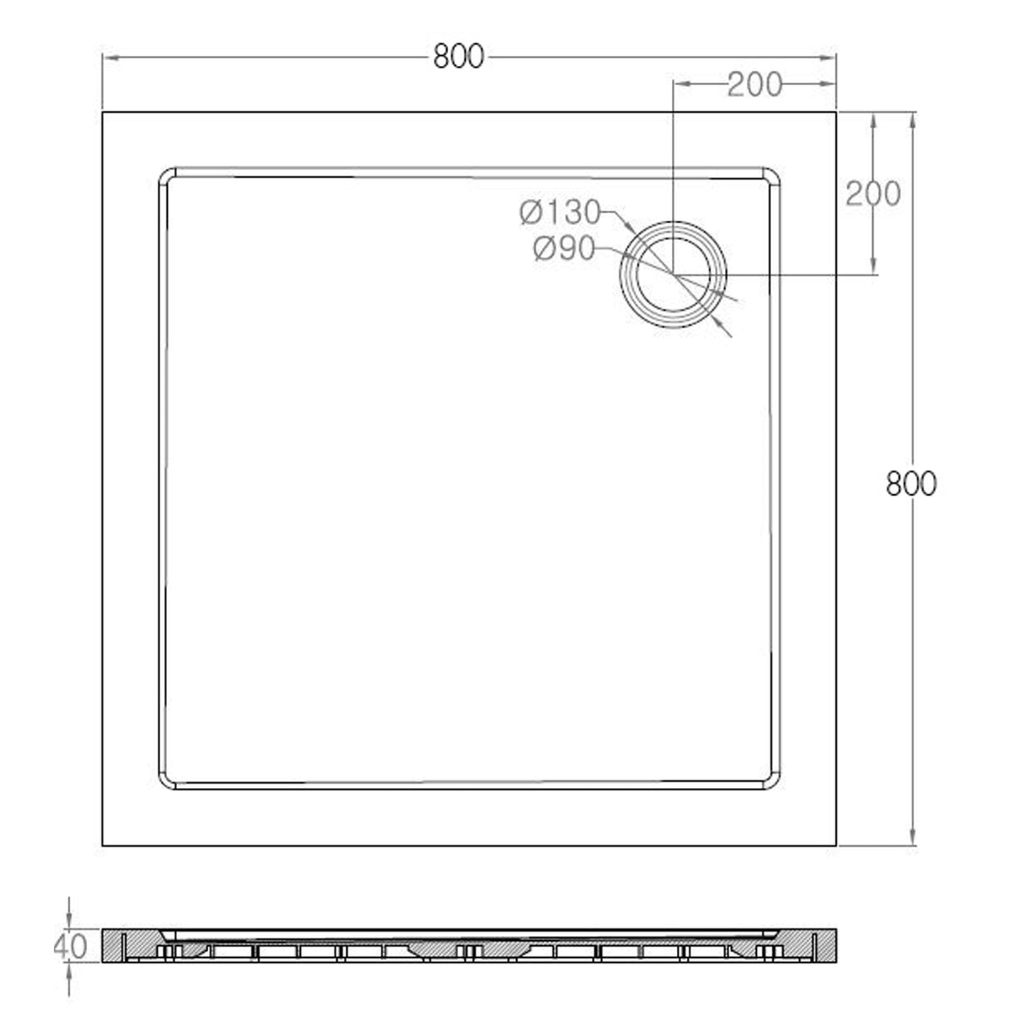 luxe douchebak SMC vierkant | 80x80x4cm | wit - WDtegels