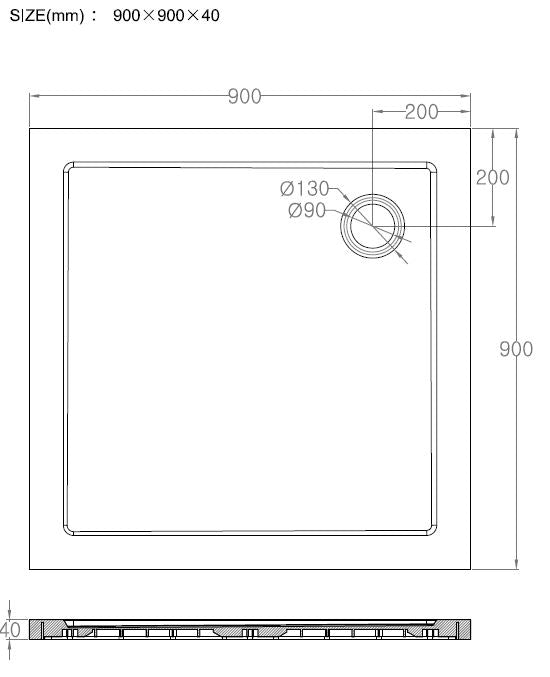 Wiesbaden luxe douchebak SMC vierkant 900x900x40 wit - WDtegels
