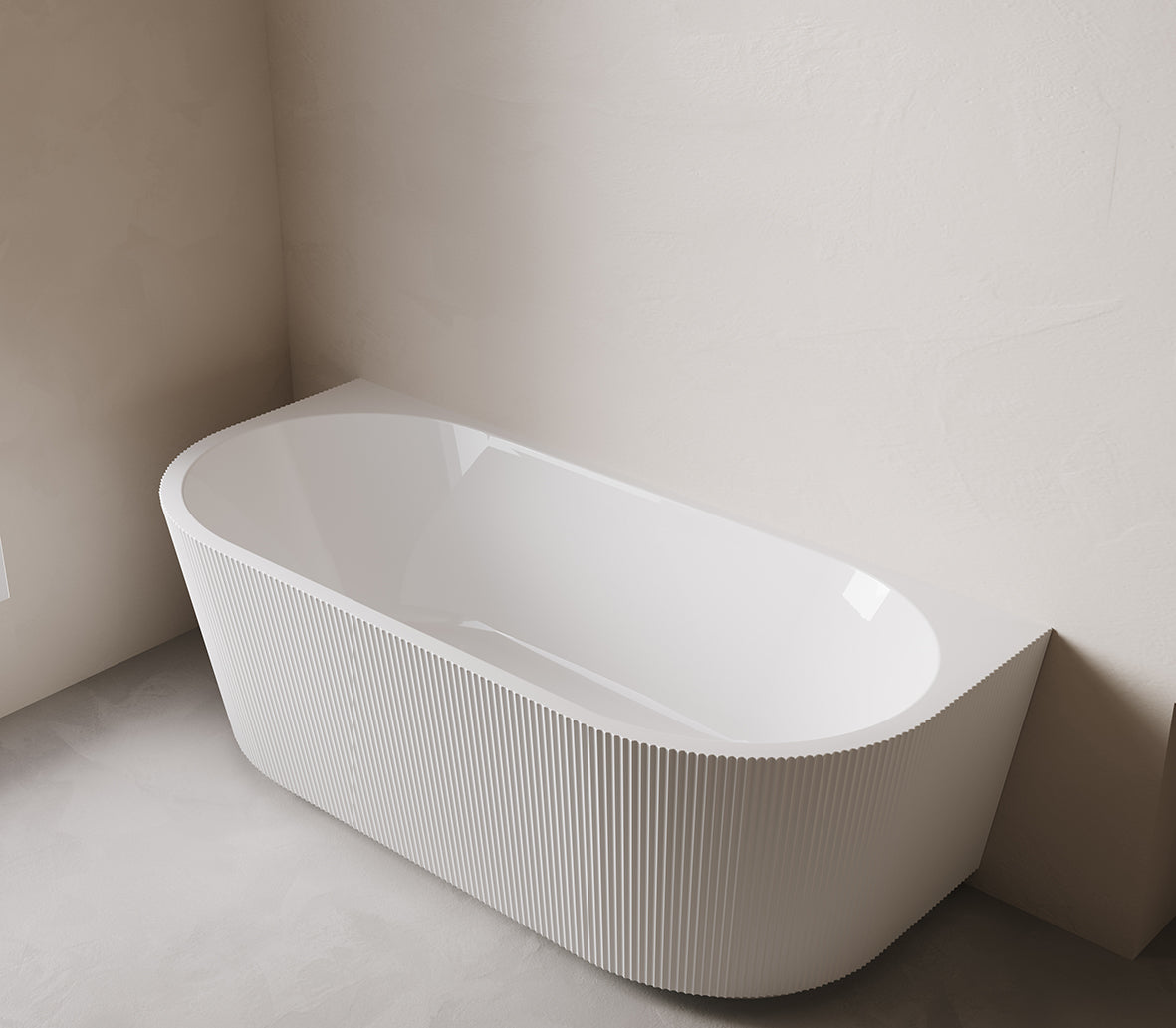 Rivi half vrijstaand ligbad 180 x 80 cm acryl glans wit met waste glans wit - WDtegels