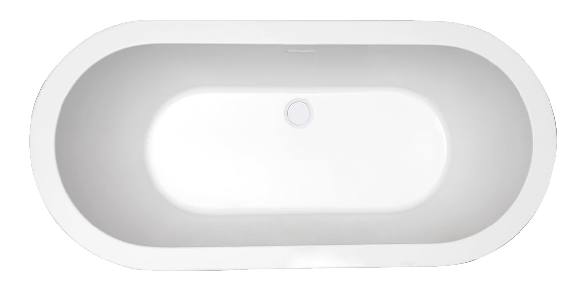 Nero freestanding bath 178 x 80 cm acrylic gloss white/black with waste gloss white