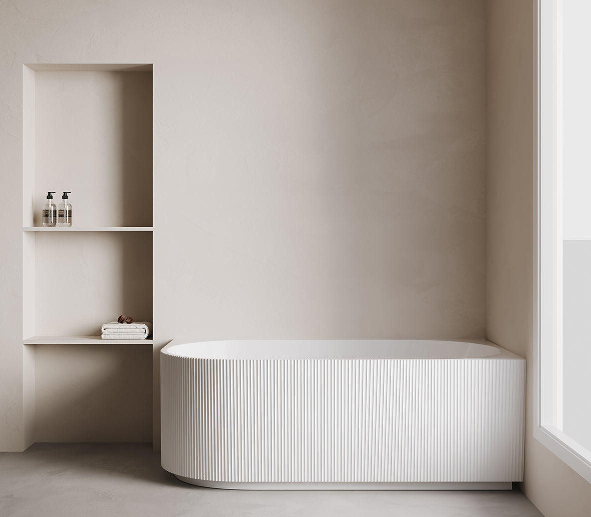 Rivi corner bath right 170 x 80 cm acrylic gloss white with washed gloss white