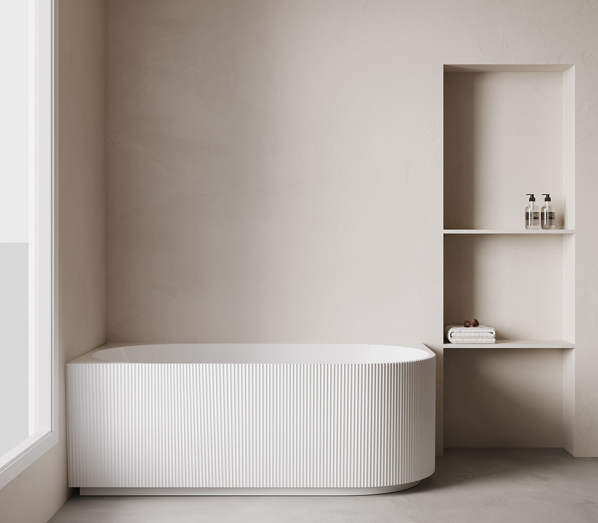 Rivi corner bath left 180 x 80 cm acrylic matt white with waste matt white