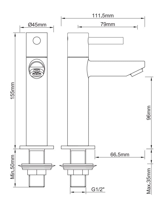 Caral Amador fonteinkraan XL Kiwa 1/2'' | Geborsteld messing PVD - WDtegels