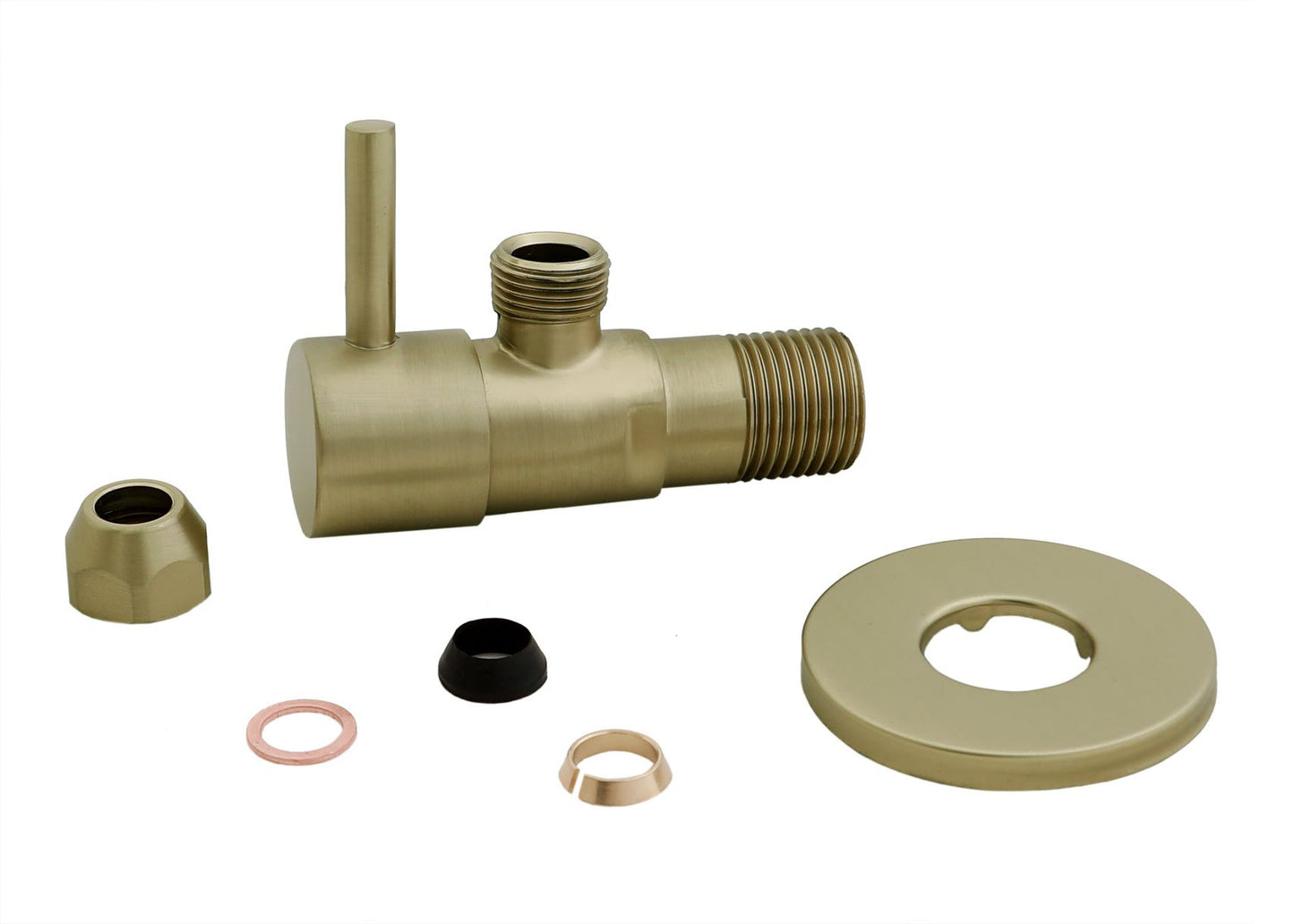 Válvula de ángulo mínimo 1/2" x 3/8" o abrazadera 10 mm latón cepillado PVD