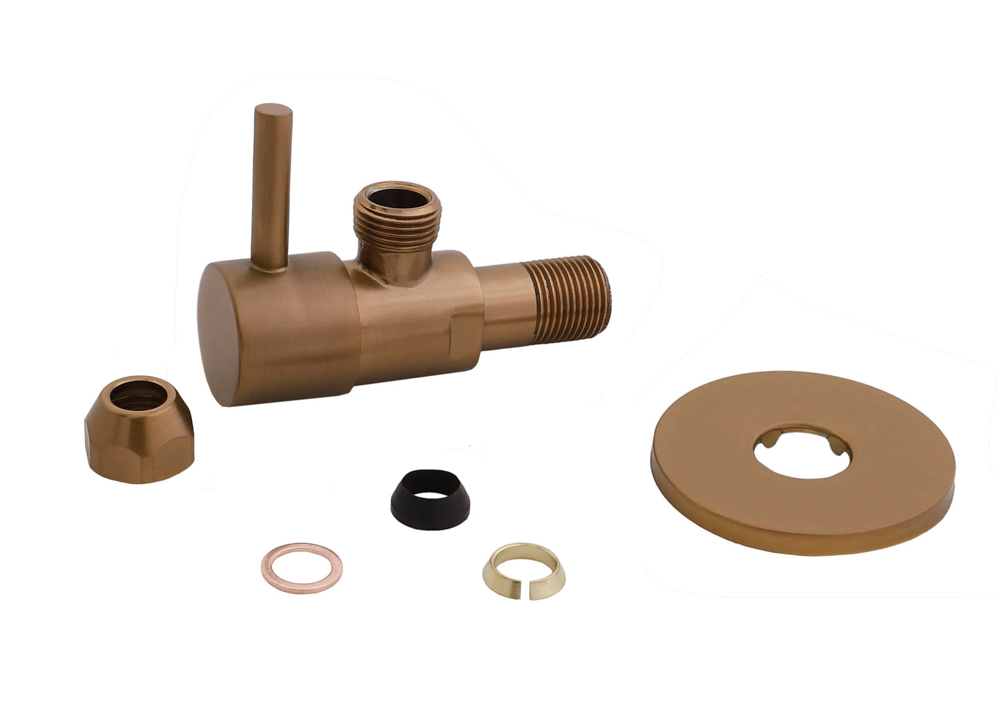 Válvula de ángulo mínimo 3/8" x 3/8" o abrazadera 10 mm bronce cepillado cobre PVD