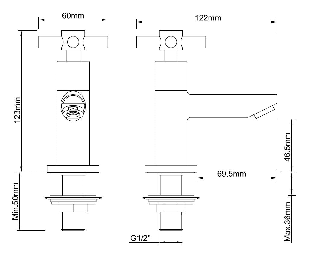 Wiesbaden Asmaro toiletkraan 1/2" geborsteld staal - WDtegels
