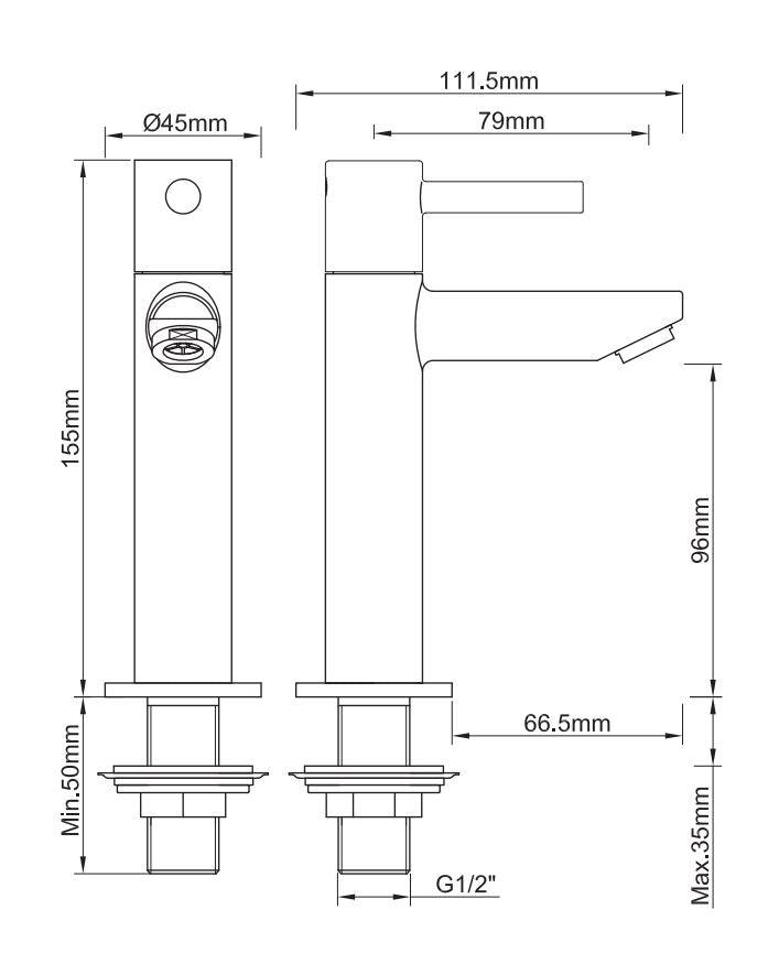 Caral Amador fonteinkraan XL Kiwa 1/2'' | Geborsteld brons koper PVD - WDtegels