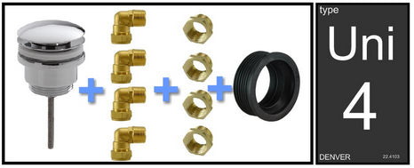 Conjunto de conexión para lavabo Uni-4 cromado