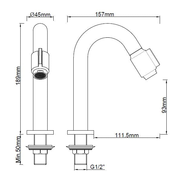 Wiesbaden Victoria luxe toiletkraan 1/2''geborsteld koper - WDtegels