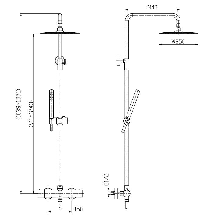 Tivaro thermostatische regendoucheset | Opbouw | Mat zwart - WDtegels