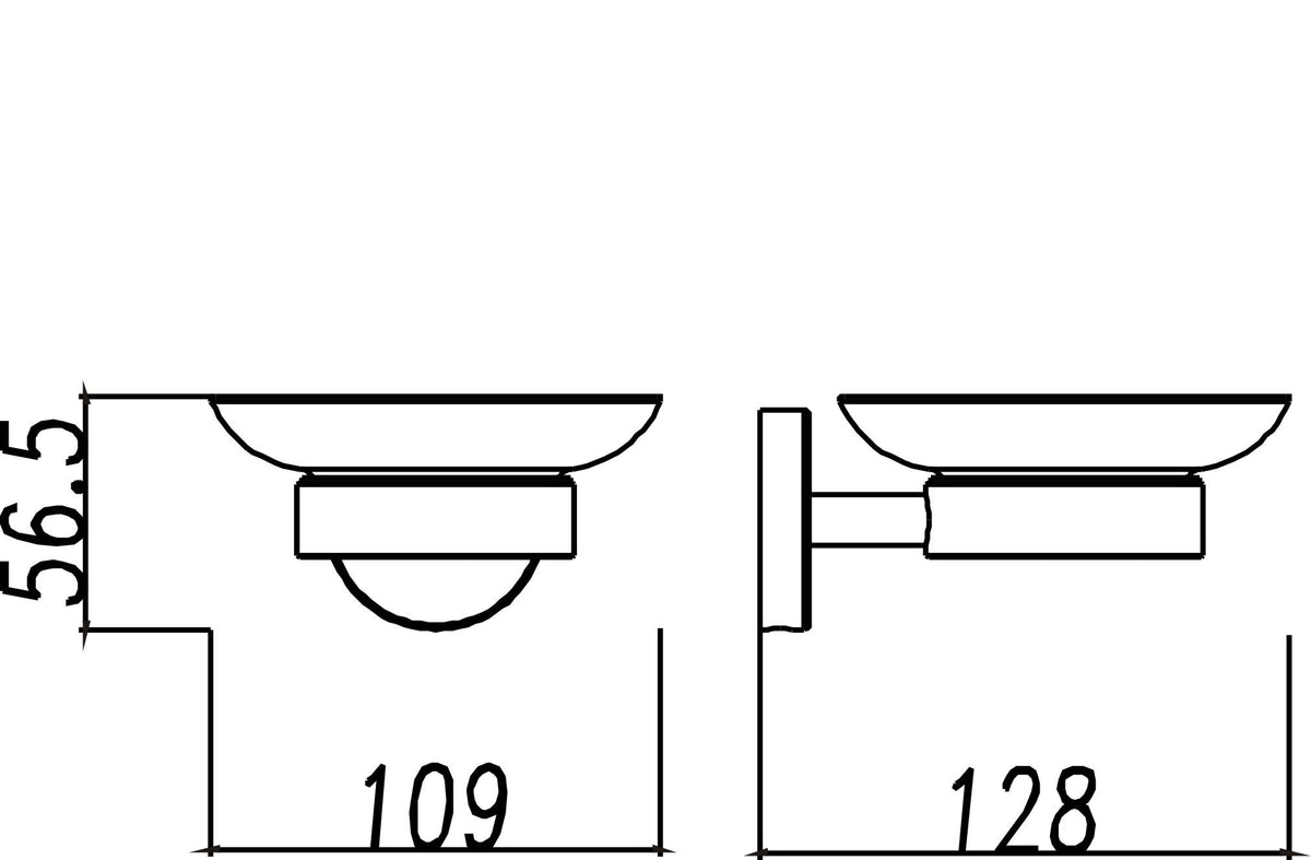 Lijntekening 304 zeepschaal RVS