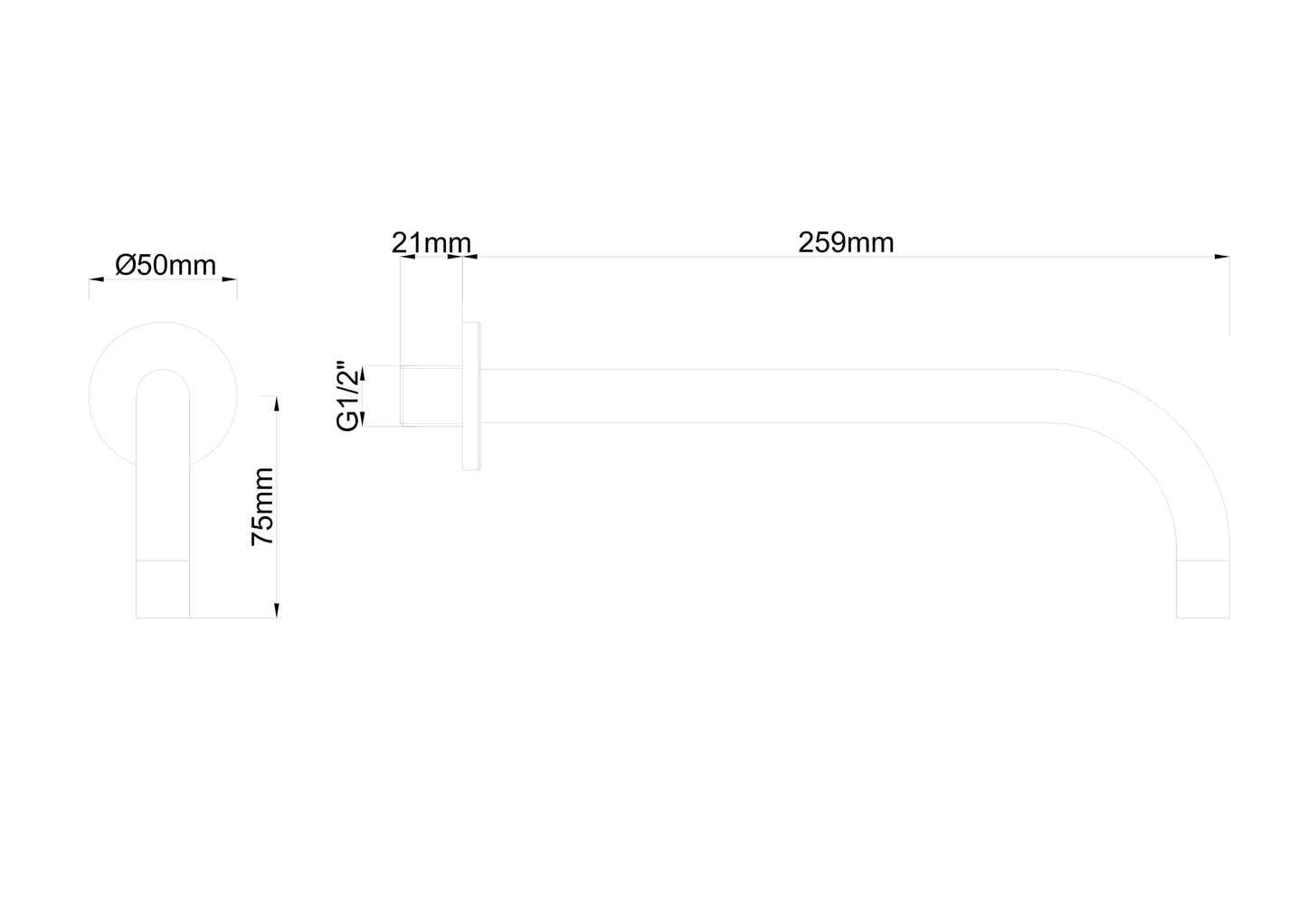 Slim inbouw uitloop 25 cm zwart - WDtegels