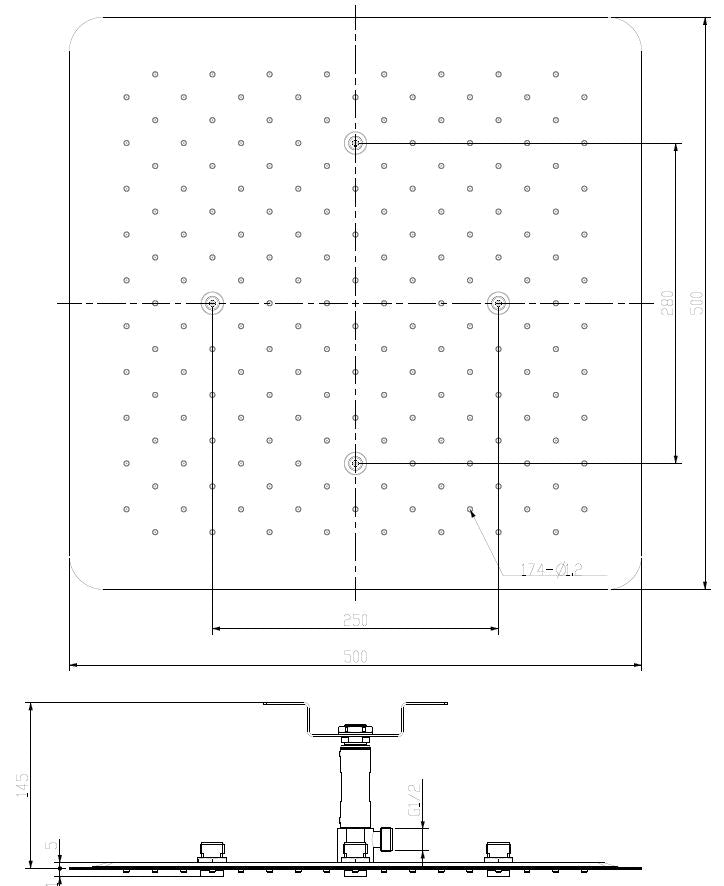 Wiesbaden UFO inbouw-hoofddouche plafond vierkant 50x50x2cm chroom - WDtegels
