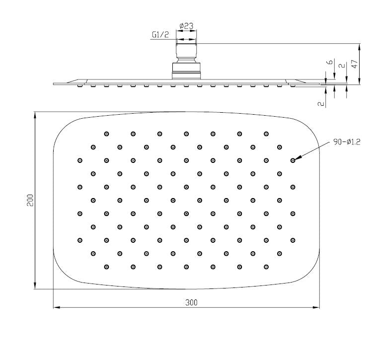Wiesbaden UFO ovale hoofddouche 300x200x2 geborsteld staal - WDtegels