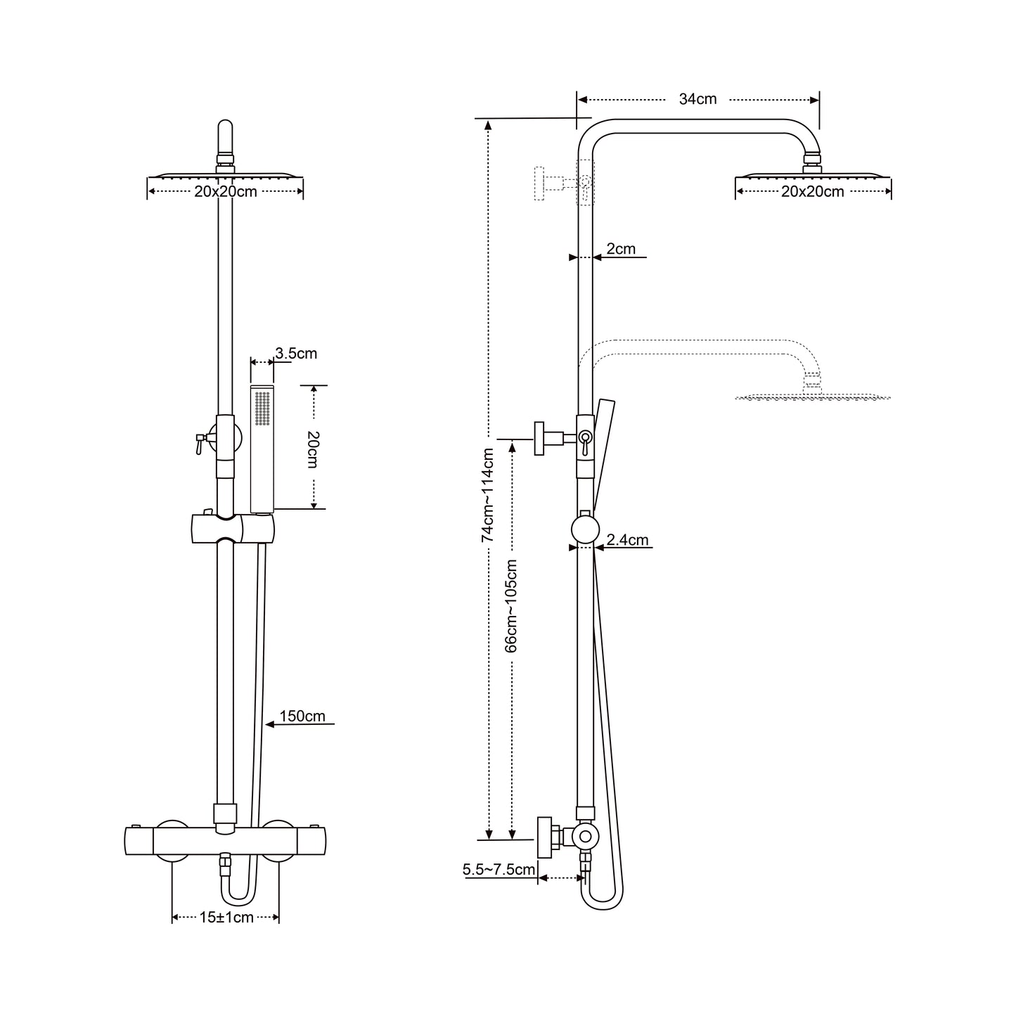 Twenty eco thermostatische regendoucheset | Opbouw vierkant | Chroom - WDtegels