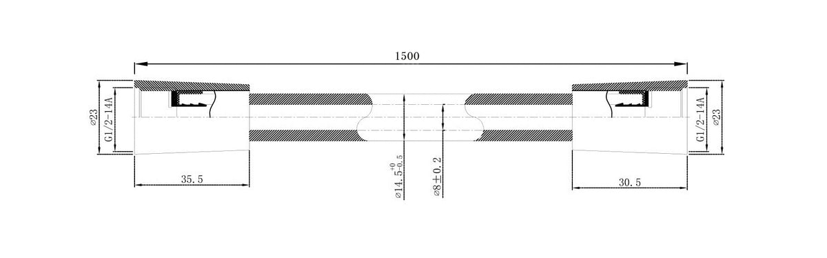 Maattekening UniMatch glijstangset compleet met staafhanddouche 1 stand Geborsteld messing - tekening 3