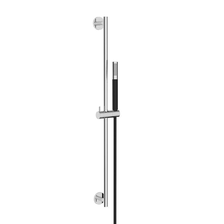 UniMatch glijstangset compleet met staafhanddouche 1 stand chroom/mat zwart - WDtegels
