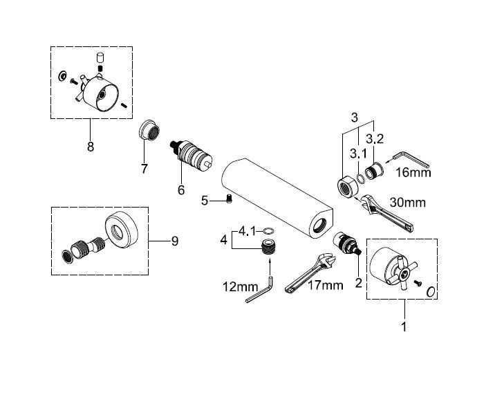 Wiesbaden Cool Touch Cross douchethermostaat chroom