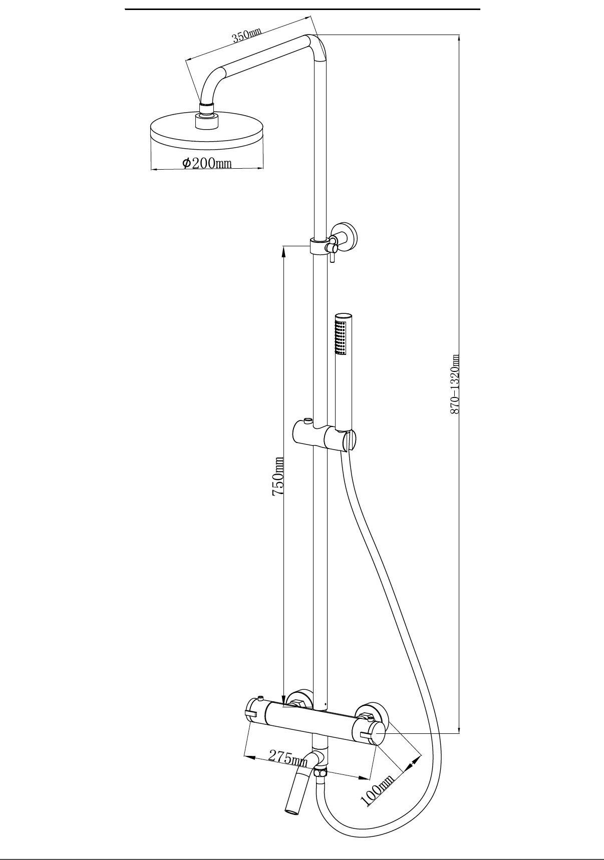 Caralda Eco thermostatische badmengkraan met regendoucheset | Opbouw | Chroom - WDtegels