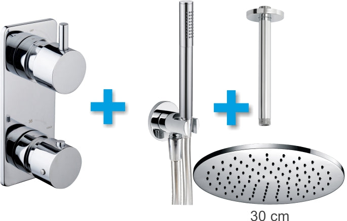 Wiesbaden one-pack inbouwthermostaatset type 3 CHR (30cm) - WDtegels