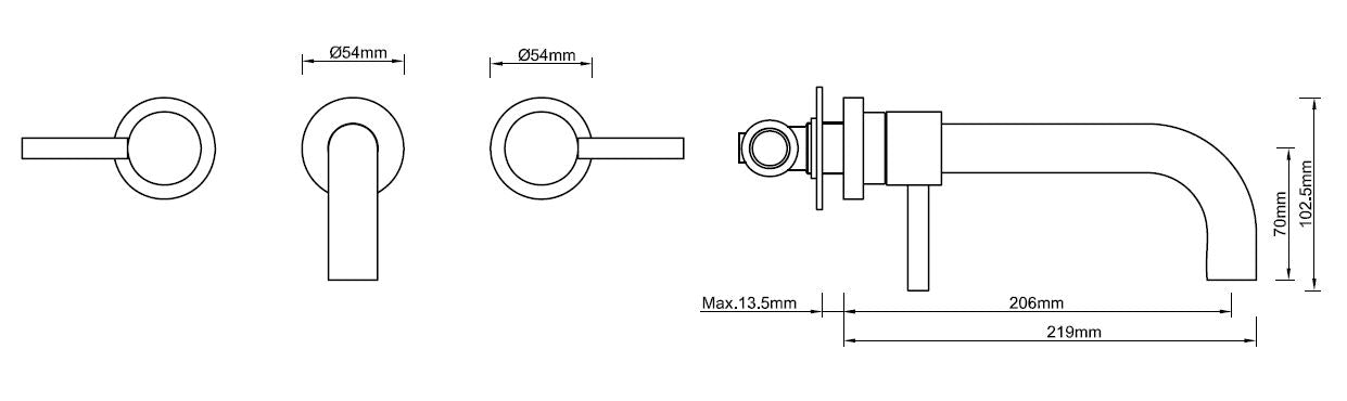 Wiesbaden Caral built-in washbasin mixer tap 2-button chrome