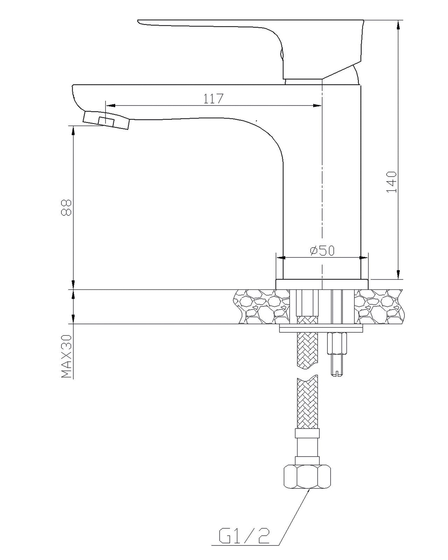 Wiesbaden Casma single-lever basin mixer tap, low chrome
