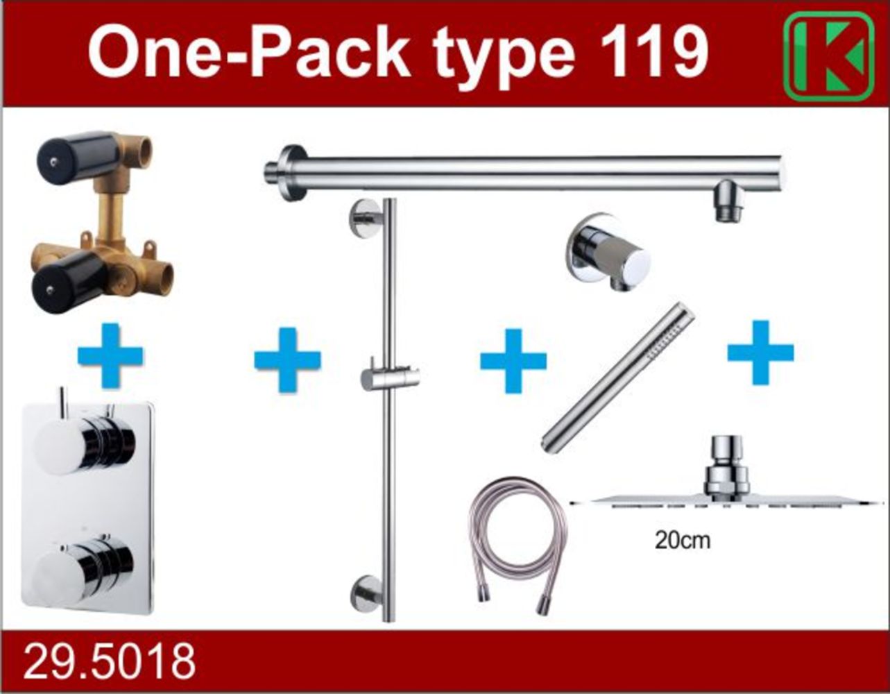 Wiesbaden one-pack inbouwthermostaatset type 119 CHR (20cm ufo) - WDtegels